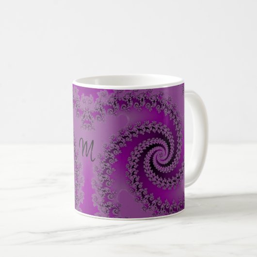 Mug Fancy Purple Spiral Fractal with Monogram (Devant droit)