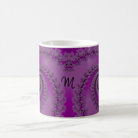 Mug Fancy Purple Spiral Fractal with Monogram (Centre)