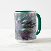 Mug Fantaisie Abstraite Moderne Fleur Fractale Colorée (Devant droit)