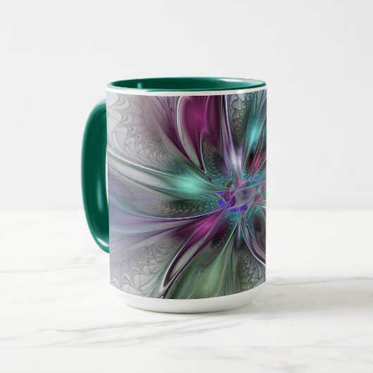 Mug Fantaisie Abstraite Moderne Fleur Fractale Colorée (Devant gauche)