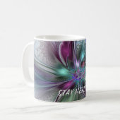 Mug Fantaisie Abstraite Moderne Fleur Fractale Colorée (Devant gauche)
