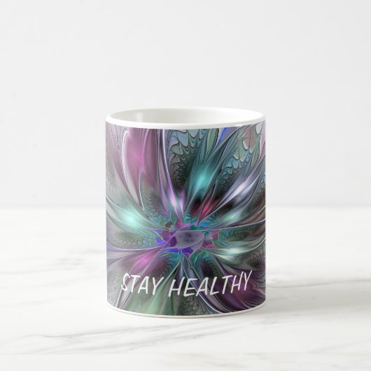 Mug Fantaisie Abstraite Moderne Fleur Fractale Colorée (Centre)