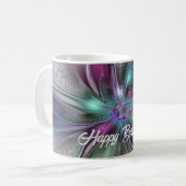 Mug Fantaisie Abstraite Moderne Fractale Fleur Colorée (Devant gauche)