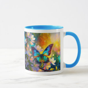 Mug Fantaisie de Cerisier en Fleur Papillon au Lever d