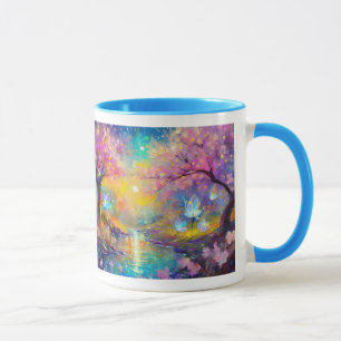 Mug Fantaisie de cerisiers en fleurs au lever du solei