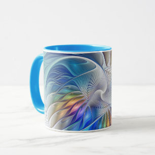 Mug Fantaisie florale, fleur fractale abstraite coloré