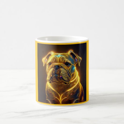 Mug Fantasy Image Neon Yellow English Bulldog (Centre)