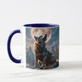 Mug Fantasy Mignonne Loup hurlant vers la lune (Gauche)