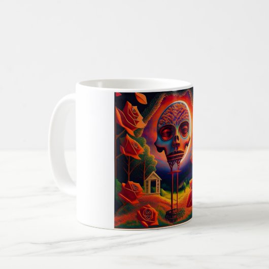 Mug Fantasy Scene With Roses And Stange Man Creature (Devant gauche)