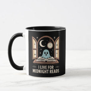 Mug Fantôme avec livre Midnight Reads Crème et or