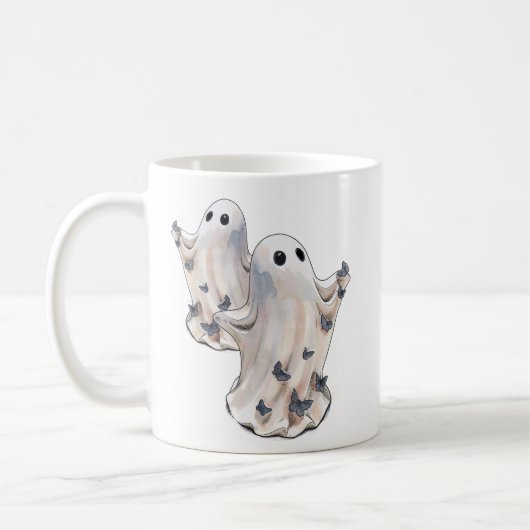 Mug Fantôme avec papillons Halloween (Gauche)