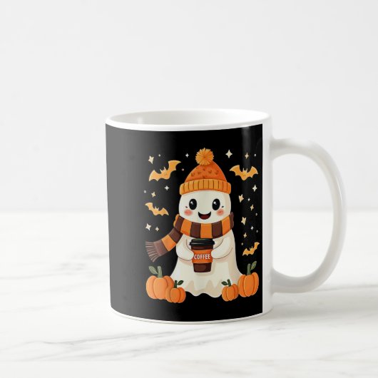 Mug Fantôme buvant du café Halloween Fantôme de glace  (Droite)