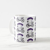 Mug Fantôme d'Halloween Cycopath sur un vélo violet (Devant gauche)