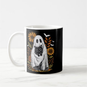 Mug Fantôme drôle tenant un chat noir Halloween Fantôm