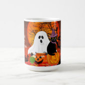 Mug Fantôme effrayant d'Halloween et chat noir (Centre)