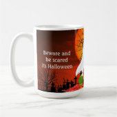 Mug Fantôme effrayant d'Halloween et chat noir (Gauche)