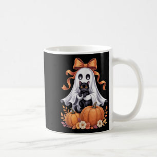 Mug Fantôme effrayant tenant un chat noir floral groov