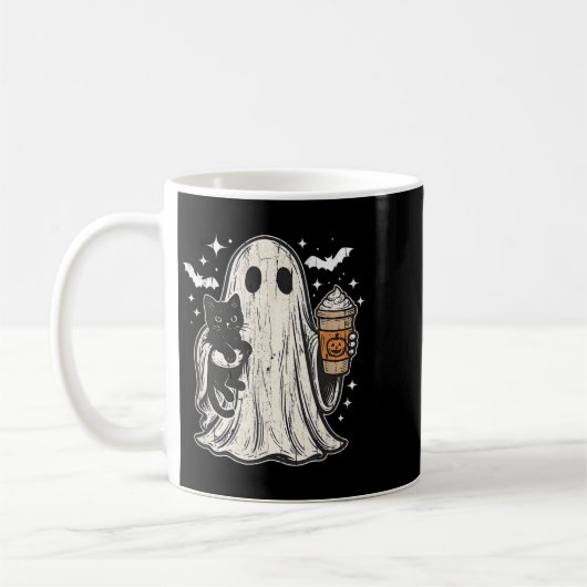 Mug Fantôme Et Chat Mets, Mignons Fantômes D'Halloween (Gauche)