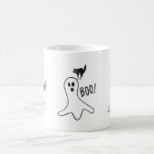 Mug Fantôme et chat noir Halloween drôle et mignon (Centre)