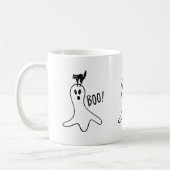 Mug Fantôme et chat noir Halloween drôle et mignon (Gauche)
