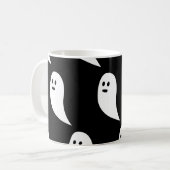 Mug Fantôme Halloween noir blanc mignon motif (Devant gauche)