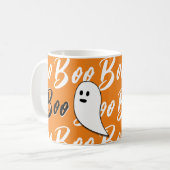 Mug Fantôme Halloween noir blanc orange boo (Devant gauche)
