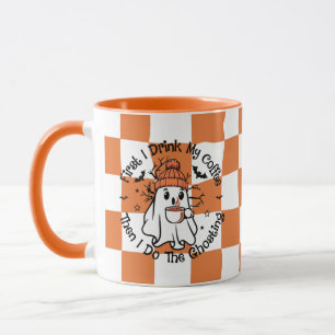 Mug fantôme mignon automne épices citrouille