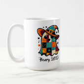 Mug Fantôme personnalisé en patchwork mignon Halloween (Gauche)