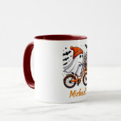 Mug Fantôme rétro sur Halloween à vélo (Devant gauche)