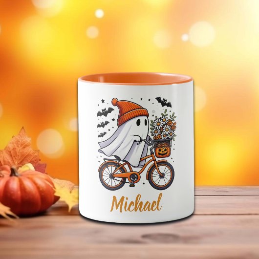 Mug Fantôme rétro sur Halloween à vélo