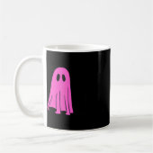 Mug Fantôme rose et chat noir Halloween automne (Gauche)
