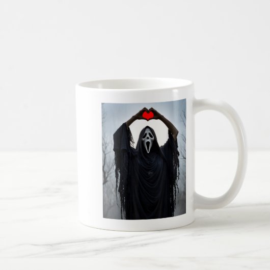 Mug Fantôme Rouge Coeur Mains Y Visage Halloween Saint (Droite)