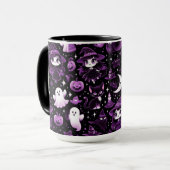 Mug Fantôme, Sorcières, Chats noirs, Chauves-souris et (Devant gauche)