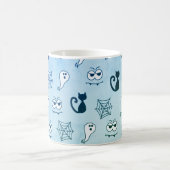 Mug Fantôme, toiles d'araignées et chats noirs bleu (Centre)
