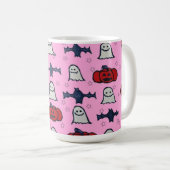 Mug Fantômes d'Halloween rose, chauves-souris et Jack  (Devant droit)