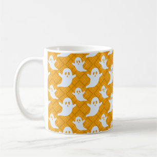 Mug Fantômes d'Halloween sur Carreaux Orange