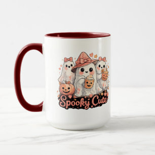 Mug Fantômes et citrouilles roses effrayants et mignon