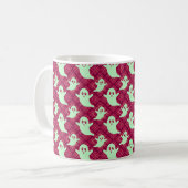 Mug Fantômes verts sur carreaux rouges (Devant gauche)