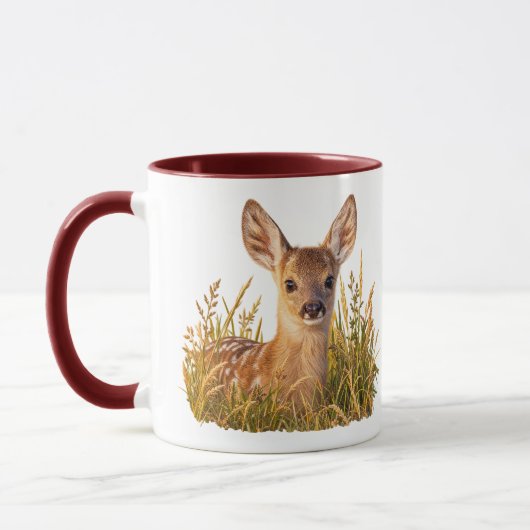 Mug Faon de chevreuil dans l'herbe de prairie (Gauche)