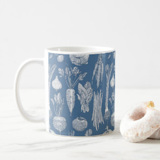 Mug farmer's market vegetables cobalt denim