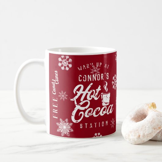 Mug Farmhouse Christmas Custom Family Hot Cocos (Avec donut)