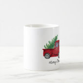 Mug Farmhouse Christmas watercolor red truck (Centre)