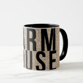 Mug FARMHOUSE lettrage noir Burlap sac rustic (Devant droit)