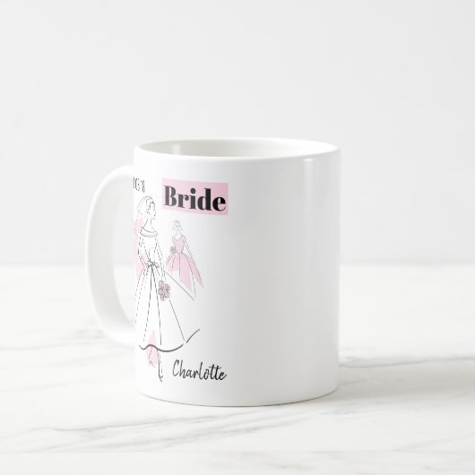 Mug Fashion Bride Pink Bride Group Date Nom 2 côtés (Devant gauche)