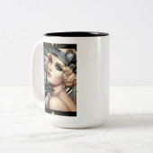 Mug Fatale Femme Art Déco (noir 2 tons) (Devant gauche)