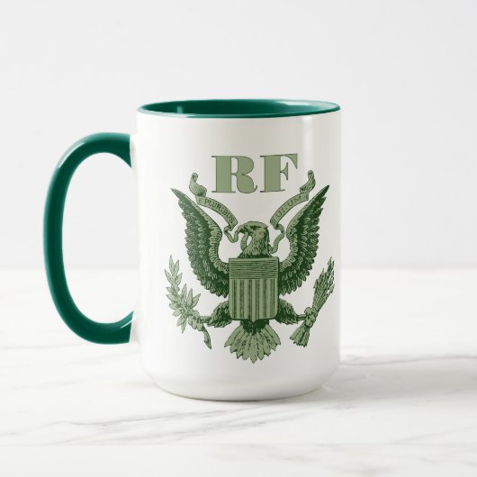 Mug Fathers Day Golf Dad Green Eagle Crest Monogram (Gauche)
