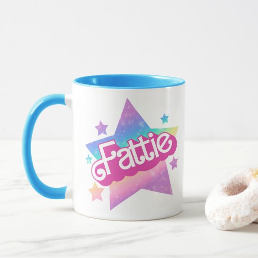 Mug Fattie Plus Size Rainbow Retro 90's Nostalgia Star (Avec donut)