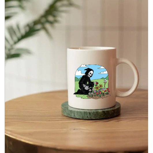 Mug Faucheuse arrosant des fleurs