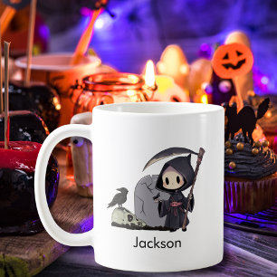 Mug Faucheuse effrayante Cimetière Corbeau Gothique Ha
