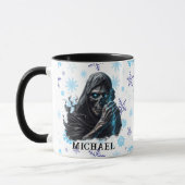 Mug Faucheuse flocon bleu drôle horreur Noël (Gauche)